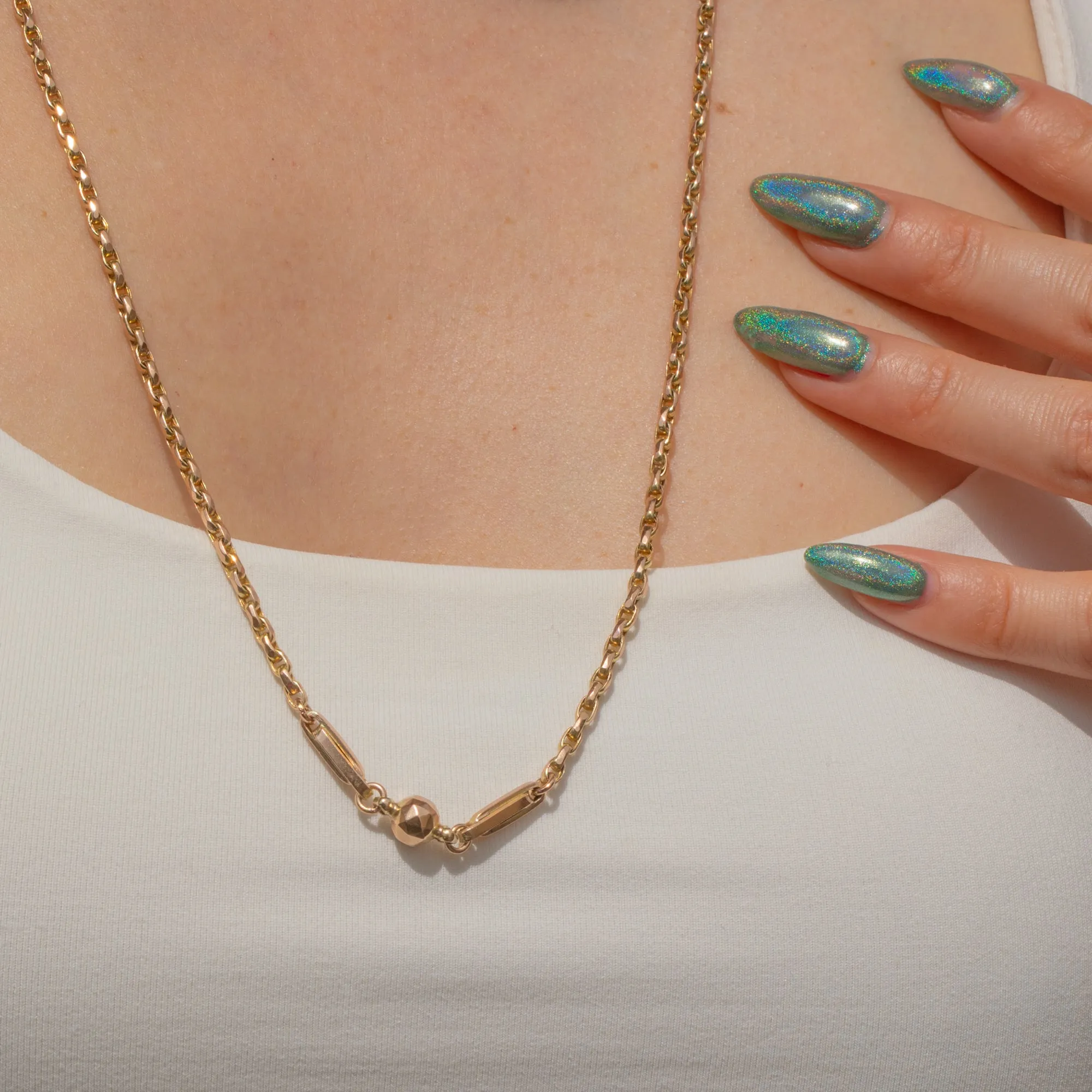 30.5" Antique 9ct Gold Ball and Fetter Belcher Chain (17.3g)