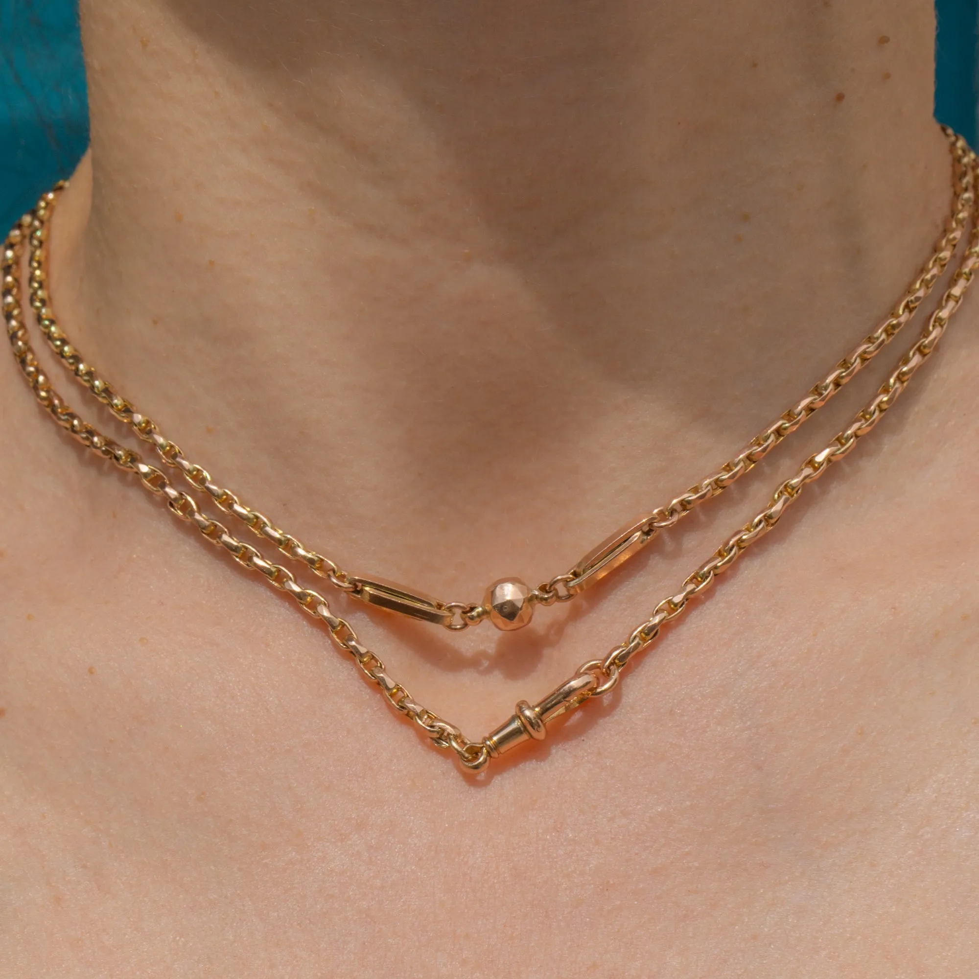 30.5" Antique 9ct Gold Ball and Fetter Belcher Chain (17.3g)