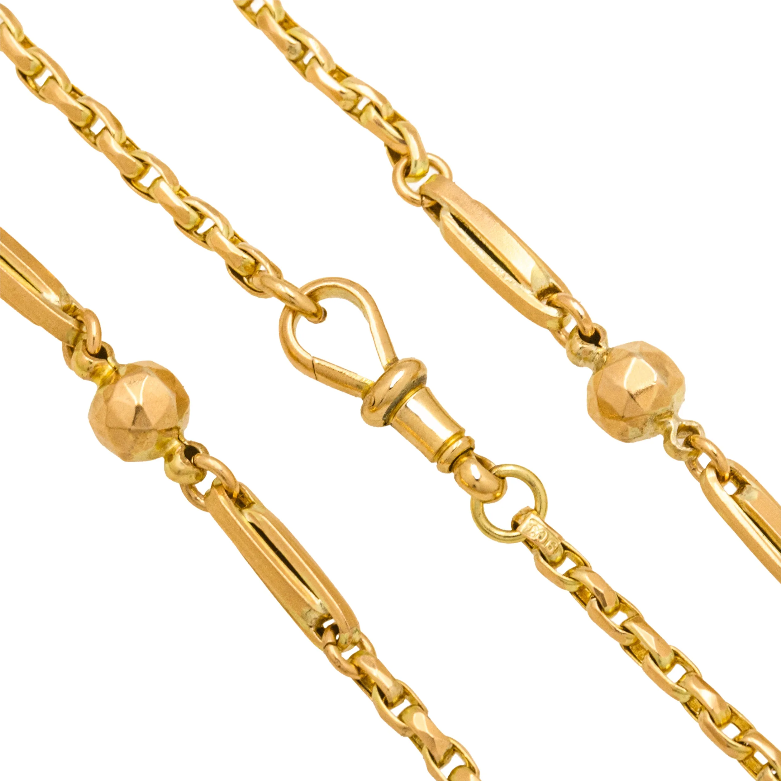 30.5" Antique 9ct Gold Ball and Fetter Belcher Chain (17.3g)