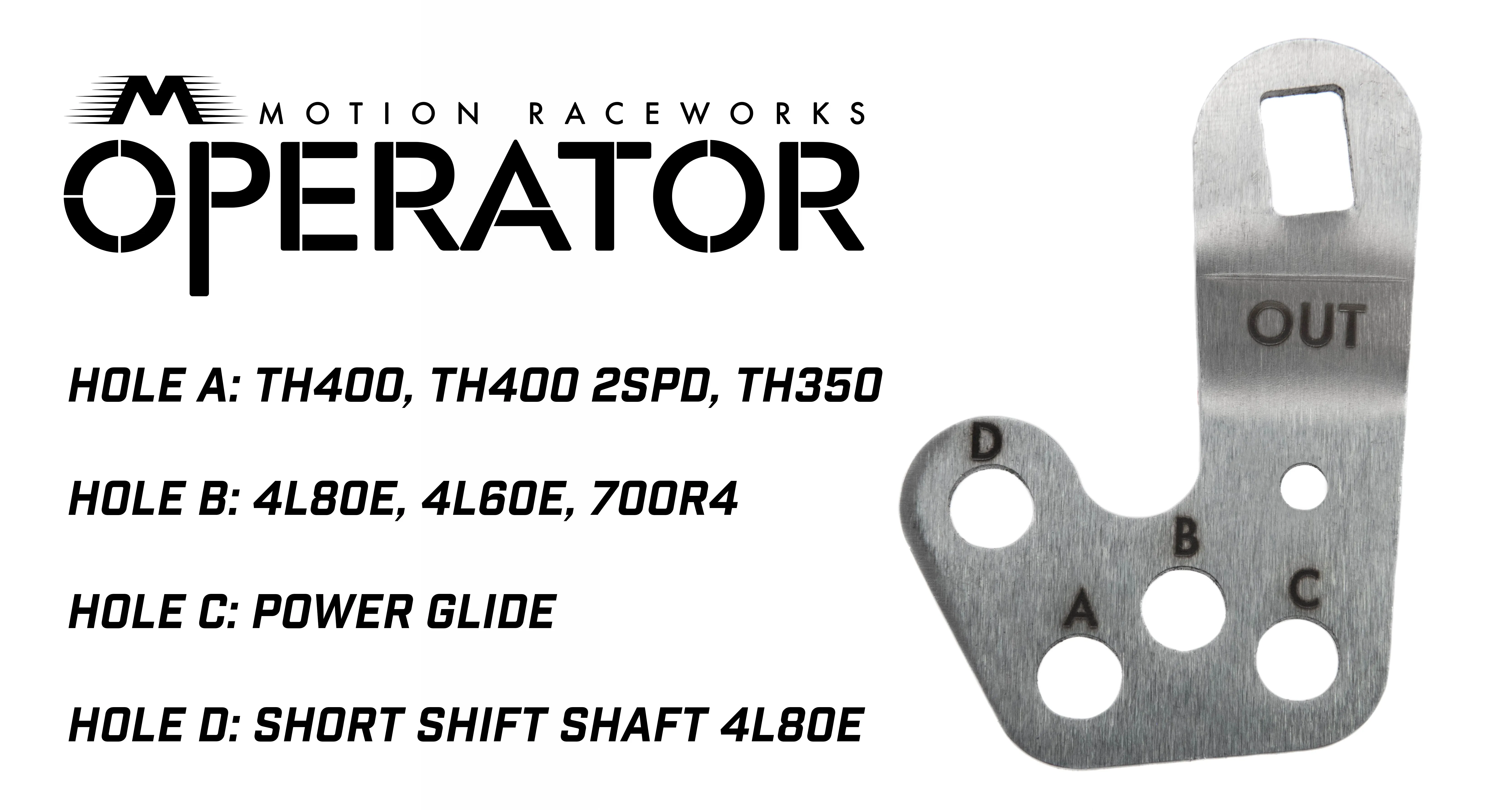 700R4 / 4L60E 4 Speed Standard Pattern Operator Series Billet Shifter Front Exit