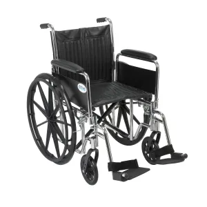 Drive Medical cs20dfa-sf Chrome Sport Wheelchair, Detachable Full Arms, Swing away Footrests, 20" Seat