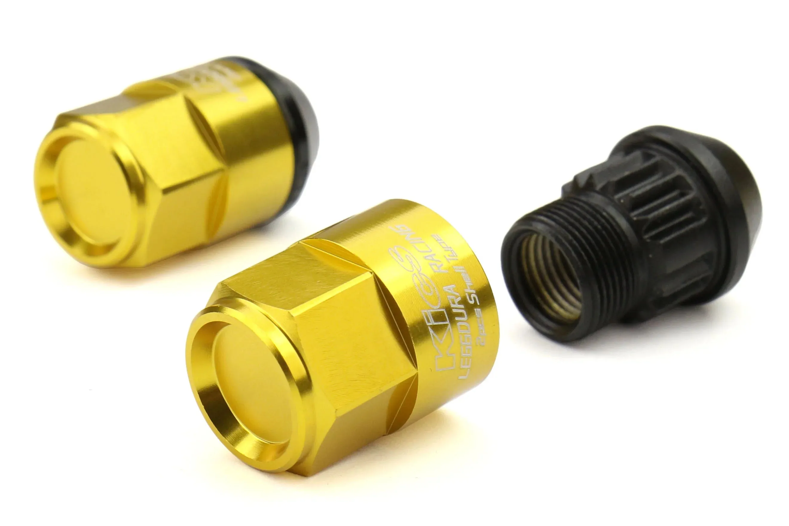 Project Kics Leggdura Racing Shell Type Lug Nut 35mm Closed-End Look 16 Pcs   4 Locks 12X1.25 Gold - WCL3513A