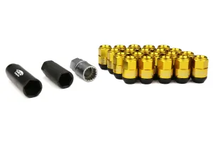 Project Kics Leggdura Racing Shell Type Lug Nut 35mm Closed-End Look 16 Pcs   4 Locks 12X1.25 Gold - WCL3513A